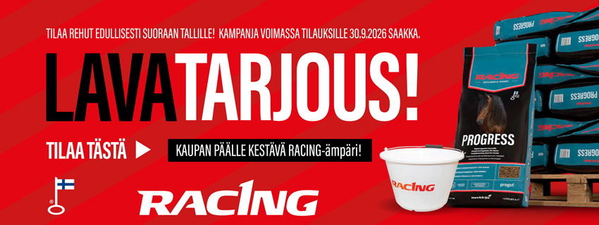 Racing hevosrehujen lavakampanja syyskuu 2026, kuvituskuva.